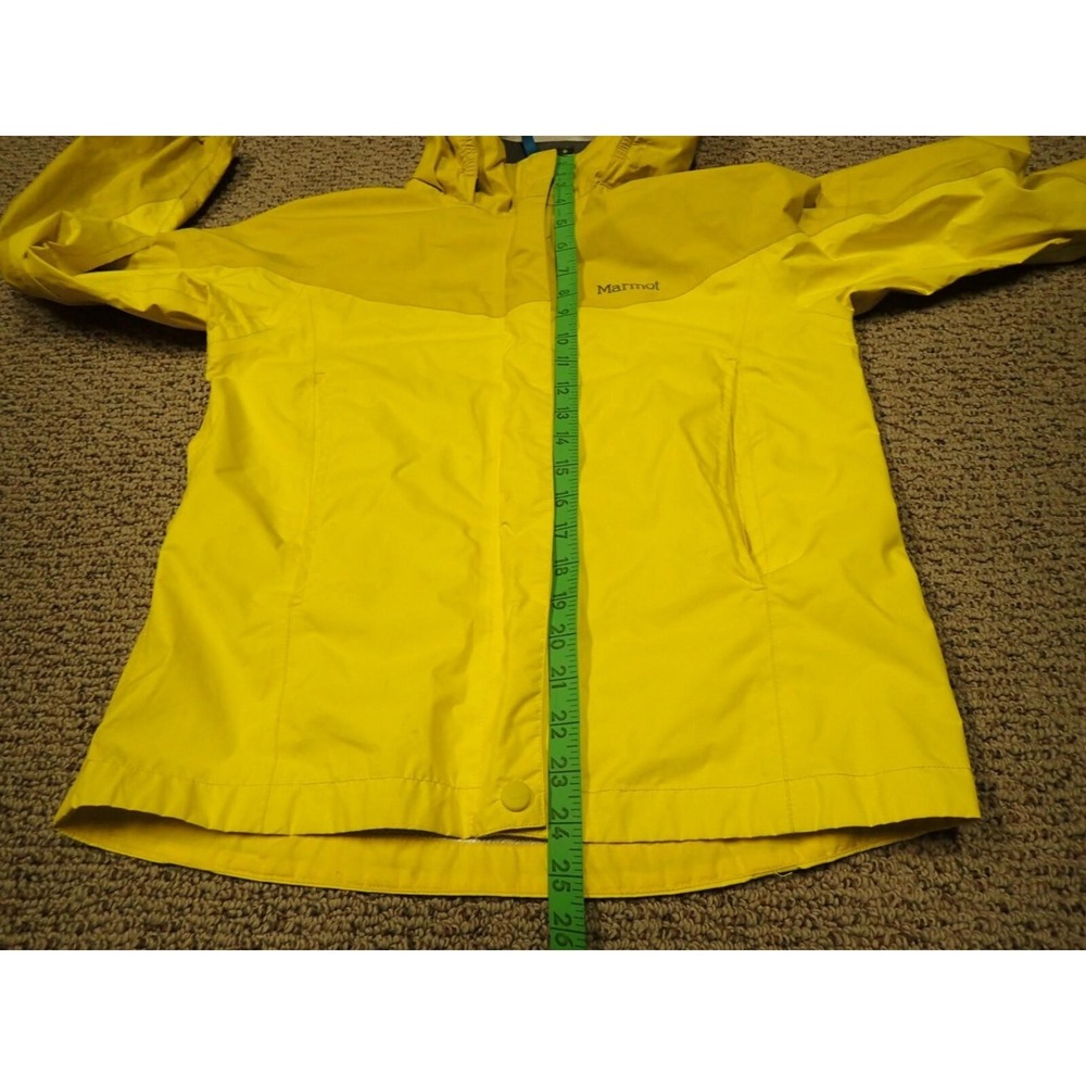 Marmot Rain Jacket Girls Large Yellow Good Hooded Full Zip Waterproof Shell - Picture 9 of 10